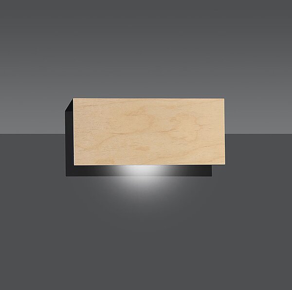 Applique 1 Luce Lupos In Acciaio Nero Corpo Rettangolare E Legno Naturale