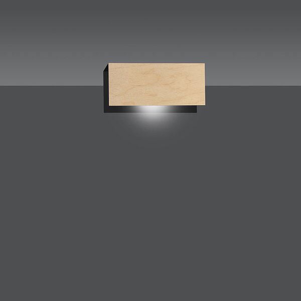 Applique 1 Luce Lupos In Acciaio Nero Corpo Rettangolare E Legno Naturale