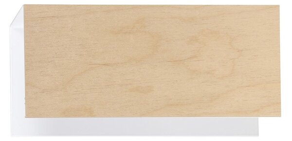 Applique 1 Luce Lupos In Acciaio Bianco Corpo Rettangolare E Legno Naturale
