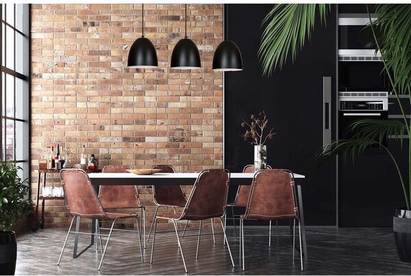 Lampadario 3 Luci Vigore In Acciaio Nero Con Cupole In Nero E Bianco