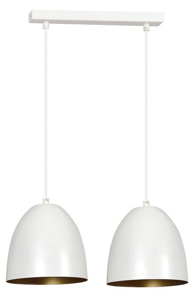 Lampadario 2 Luci Vigore In Acciaio Bianco Con Cupole In Nero E Oro