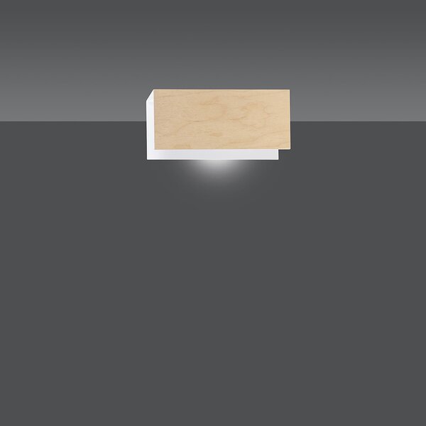 Applique 1 Luce Lupos In Acciaio Bianco Corpo Rettangolare E Legno Naturale