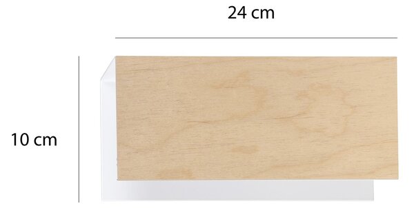 Applique 1 Luce Lupos In Acciaio Bianco Corpo Rettangolare E Legno Naturale