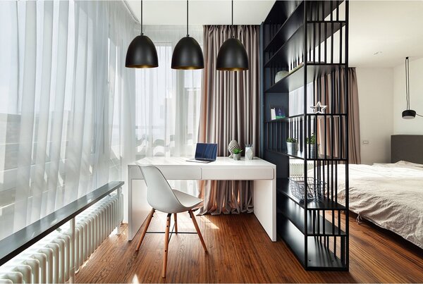 Lampadario 3 Luci Vigore In Acciaio Nero Con Cupole In Nero E Oro