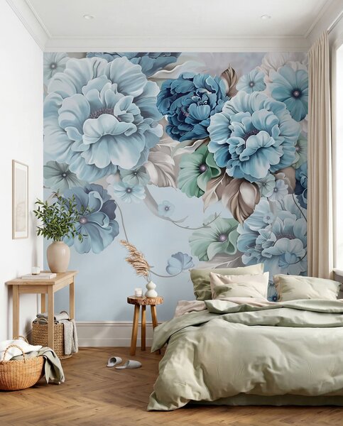 Carta da parati Delicati fiori blu, Carta da parati 3D, Carta da parati Fiori 3D, u59900 : Uwalls.it