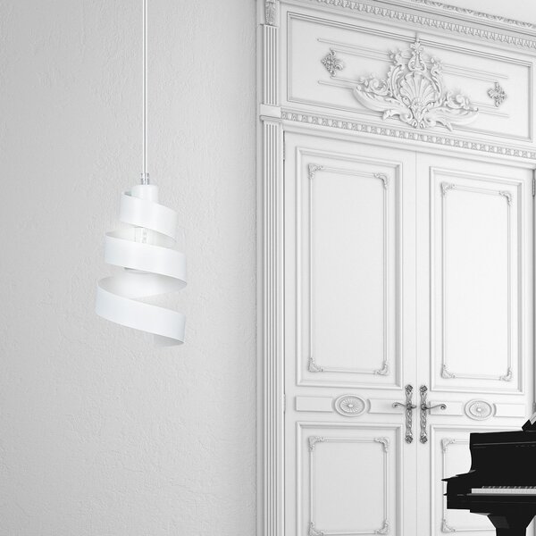 Sospensione Moderna 1 Luce Mene In Acciaio Bianco Con Fasce A Spirale