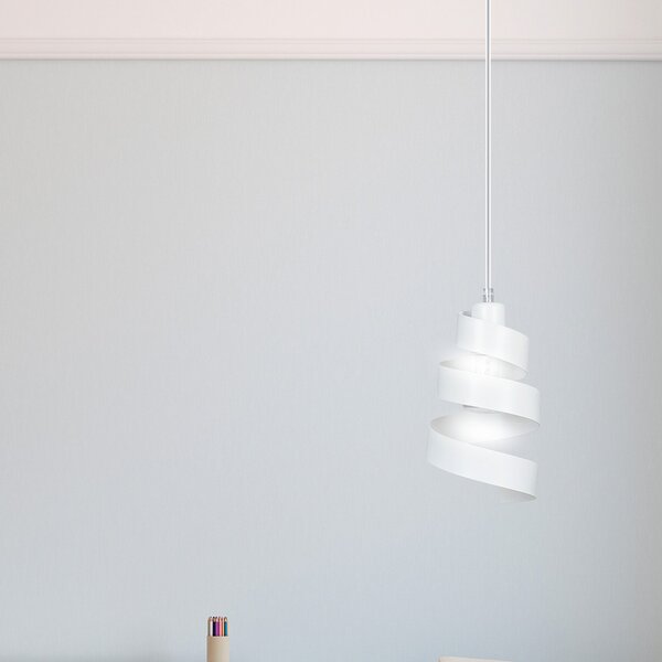 Sospensione Moderna 1 Luce Mene In Acciaio Bianco Con Fasce A Spirale