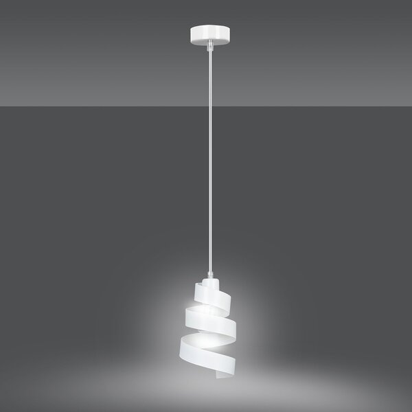 Sospensione Moderna 1 Luce Mene In Acciaio Bianco Con Fasce A Spirale