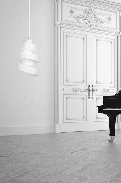 Sospensione Moderna 1 Luce Mene In Acciaio Bianco Con Fasce A Spirale