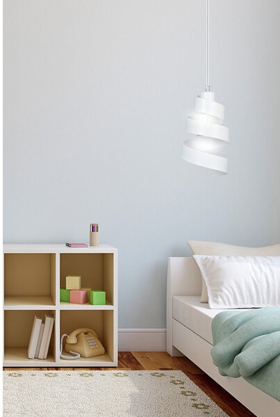 Sospensione Moderna 1 Luce Mene In Acciaio Bianco Con Fasce A Spirale