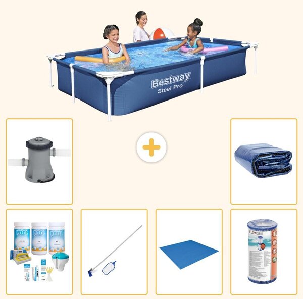 Bestway Steel Pro, piscina rettangolare - 221x150x43 cm - 7 pezzi - Modello S22220