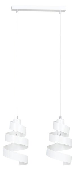 Lampadario Moderno 2 Luci Mene In Acciaio Bianco Con Fasce A Spirale