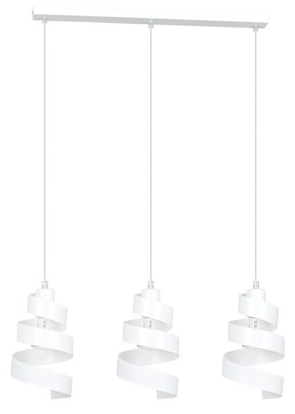 Lampadario Moderno 3 Luci Mene In Acciaio Bianco Con Fasce A Spirale