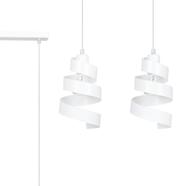 Lampadario Moderno 2 Luci Mene In Acciaio Bianco Con Fasce A Spirale