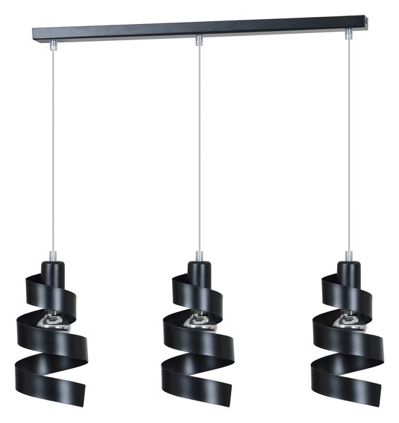 Lampadario Moderno 3 Luci Mene In Acciaio Nero Con Fasce A Spirale