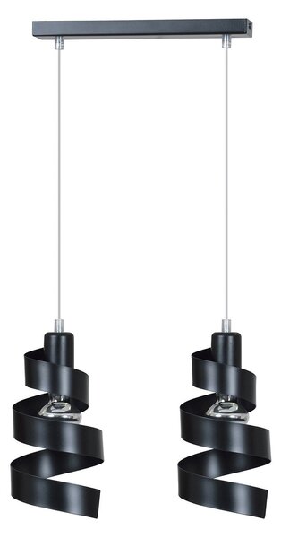 Lampadario Moderno 2 Luci Mene In Acciaio Nero Con Fasce A Spirale