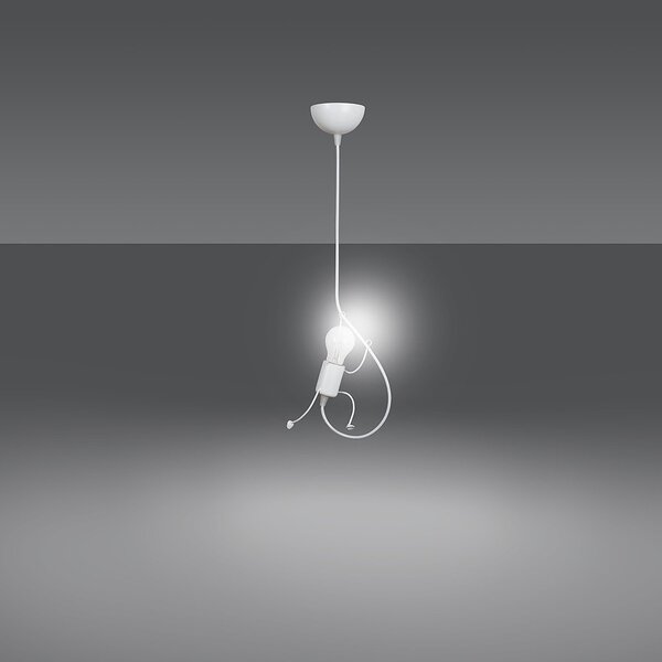 Sospensione 1 Luce Moderna Esylt In Acciaio Bianco E Cavi Bianchi A Figura Umana