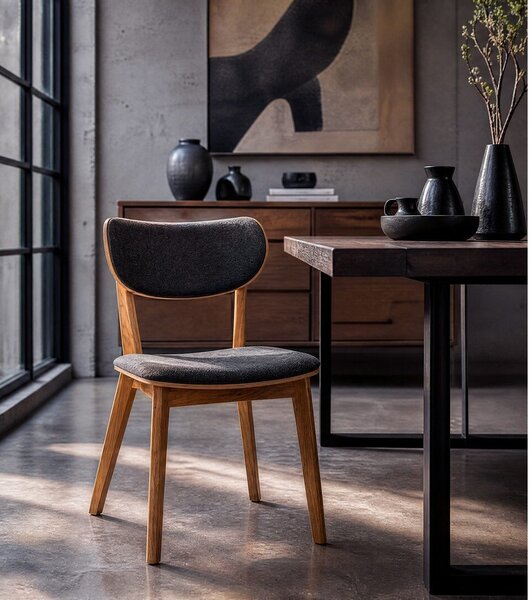 Sedia da pranzo in rovere marrone con seduta grigio scuro Cato - Rowico