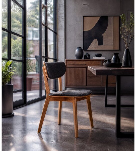 Sedia da pranzo in rovere marrone con seduta grigio scuro Cato - Rowico