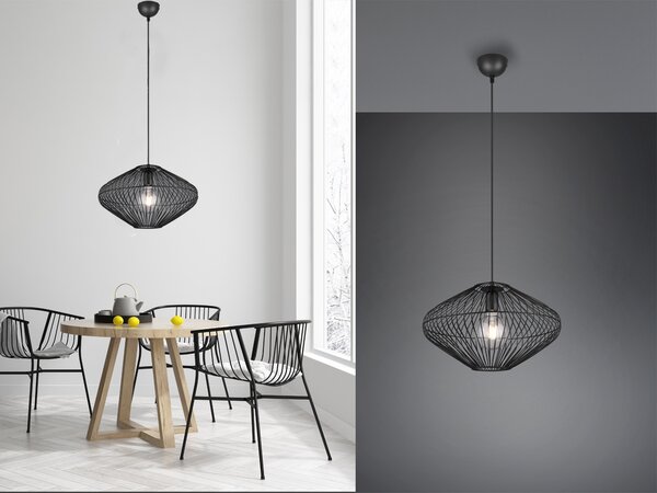 Lampada a sospensione COBAIN a 1 luce con paralume in metallo nero Ø38cm
