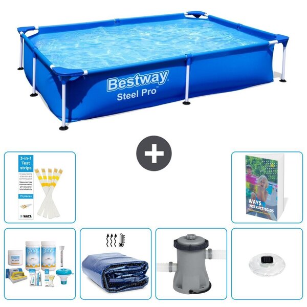 Bestway Steel Pro, piscina rettangolare - 221x150x43 cm - 5 pezzi, modello S160