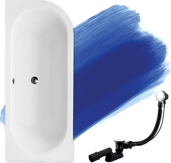 BADLAND vasca angolare rettangolare Avita SINISTRA 160x75 con set di scarico e piedini GRATIS senza rivestimento