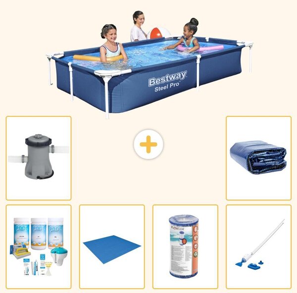 Bestway Steel Pro, piscina rettangolare - 221x150x43 cm - 7 pezzi - Modello S21524