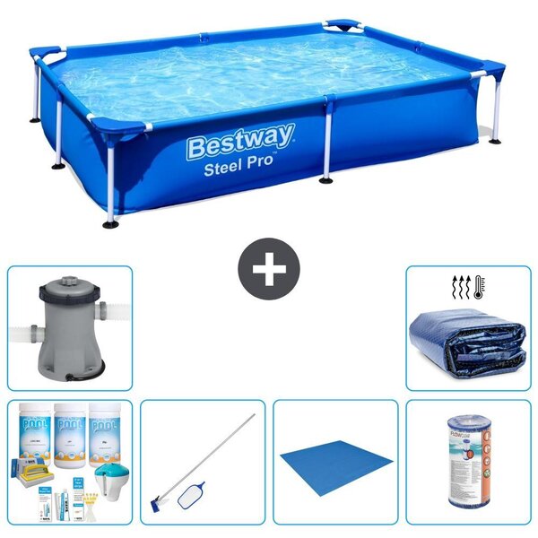 Bestway Steel Pro, piscina rettangolare - 221x150x43 cm - 7 pezzi - Modello S22220