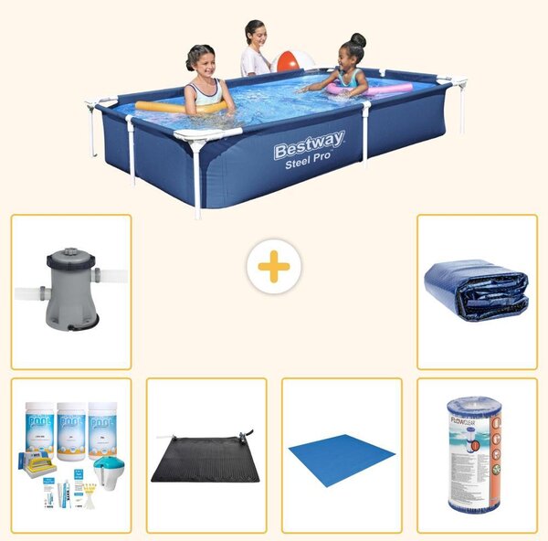Bestway Steel Pro, piscina rettangolare - 221x150x43 cm - 7 pezzi - Modello S21522
