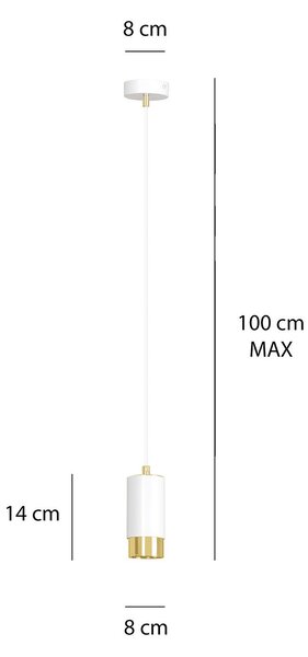Sospensione Moderna 1 Luce Norreno A Cilindro In Acciaio Bianco E Oro