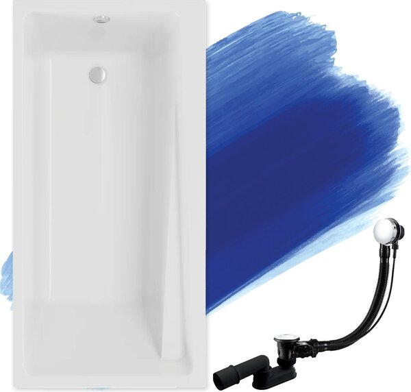 BADLAND vasca rettangolare Elza 160x75 con set di scarico e piedini GRATIS senza rivestimento