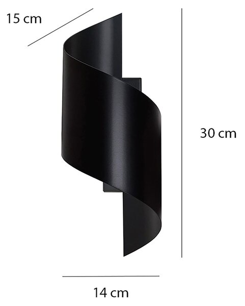 Applique Moderna 1 Luce Neptunus A Fascia In Acciaio Nero