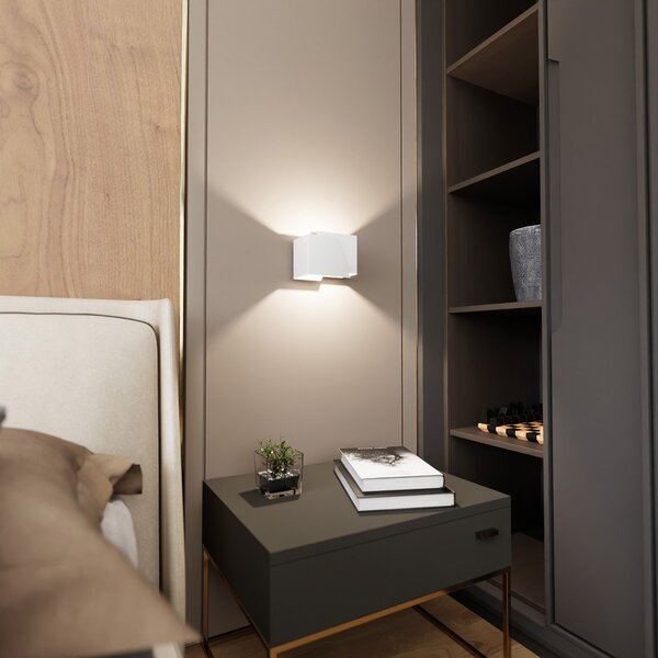 Applique Moderna 1 Luce Ragnar A Forma Geometrica In Acciaio Bianco