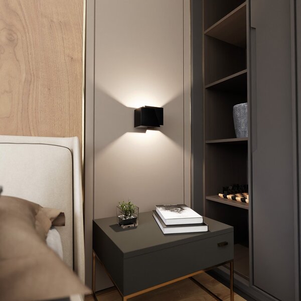 Applique Moderna 1 Luce Ragnar A Forma Geometrica In Acciaio Nero