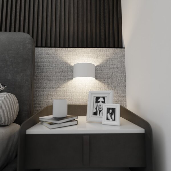 Applique Moderna 1 Luce Hrafna Fascia In Acciaio Bianco