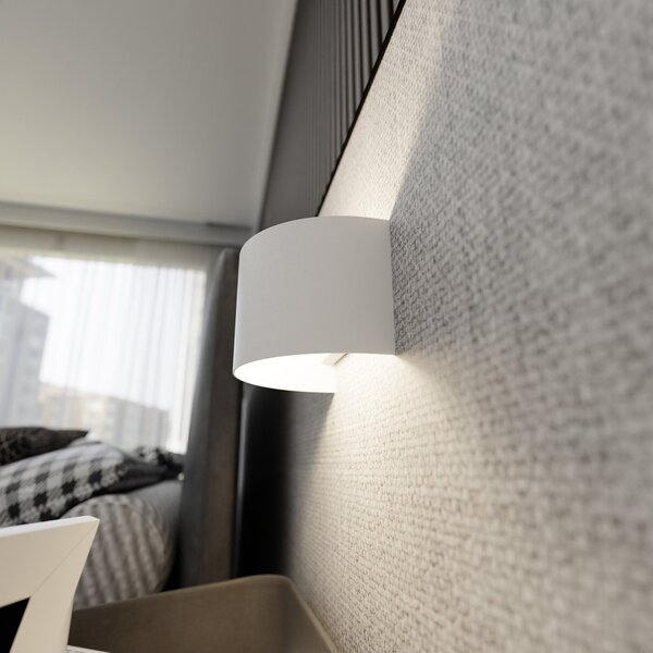 Applique Moderna 1 Luce Hrafna Fascia In Acciaio Bianco