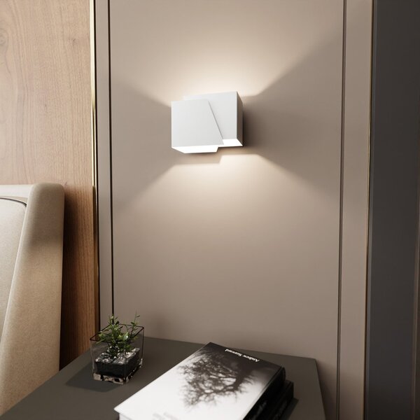 Applique Moderna 1 Luce Ragnar A Forma Geometrica In Acciaio Bianco