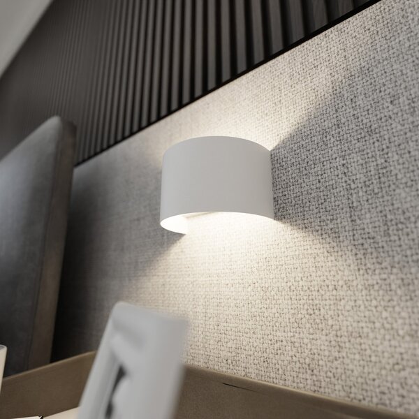 Applique Moderna 1 Luce Hrafna Fascia In Acciaio Bianco
