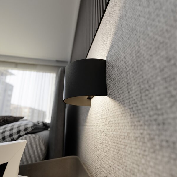 Applique Moderna 1 Luce Hrafna Fascia In Acciaio Nero