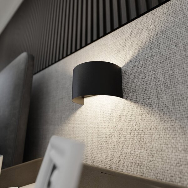Applique Moderna 1 Luce Hrafna Fascia In Acciaio Nero