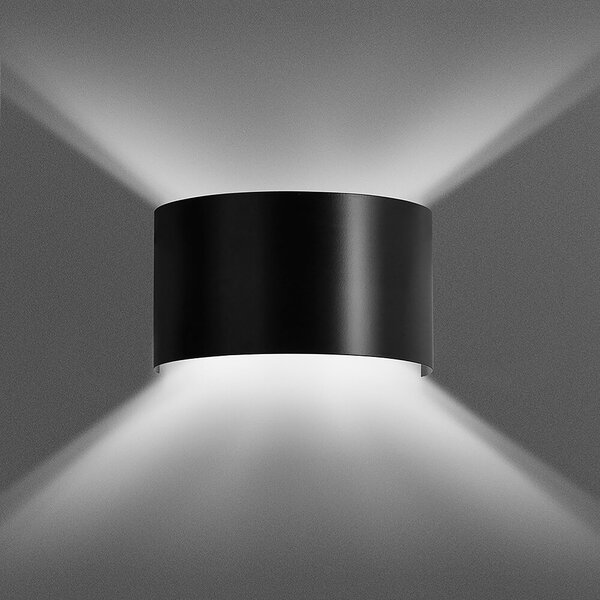 Applique Moderna 1 Luce Hrafna Fascia In Acciaio Nero