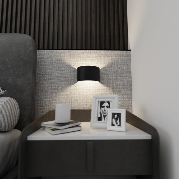Applique Moderna 1 Luce Hrafna Fascia In Acciaio Nero
