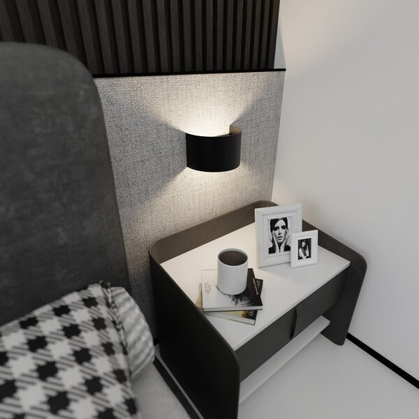 Applique Moderna 1 Luce Hrafna Fascia In Acciaio Nero