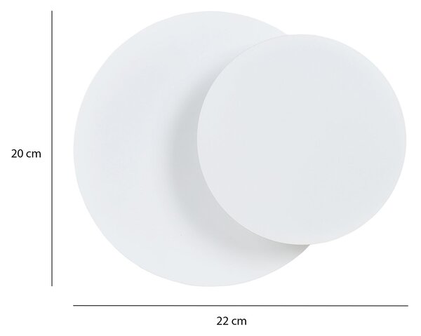Applique 1 Luce A Disco Con Base In Acciaio Bianco