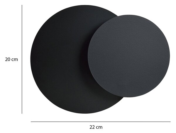 Applique 1 Luce A Disco Con Base In Acciaio Nero
