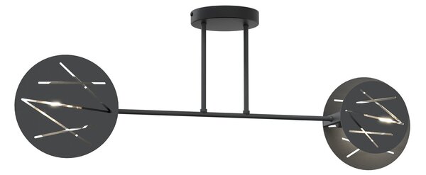 Plafoniera 2 Luci Usir Acciaio Nero A Bracci E Diffusori A Cerchio
