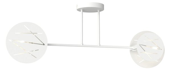 Plafoniera 2 Luci Usir Acciaio Bianco Bracci Diffusori A Cerchio