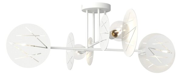 Plafoniera 4 Luci Usir Acciaio Bianco Bracci Diffusori A Cerchio