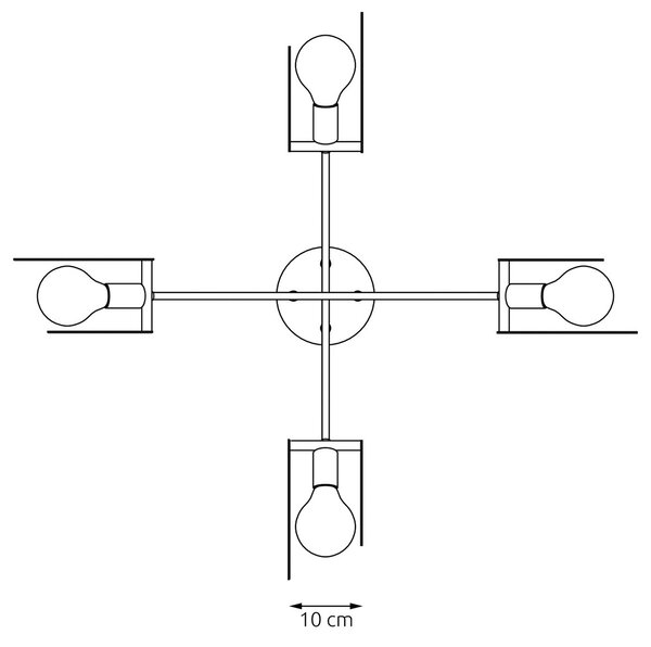 Lampadario 4 Luci Djehuty Acciaio Bianco Bracci Diffusori Doppio Cerchio