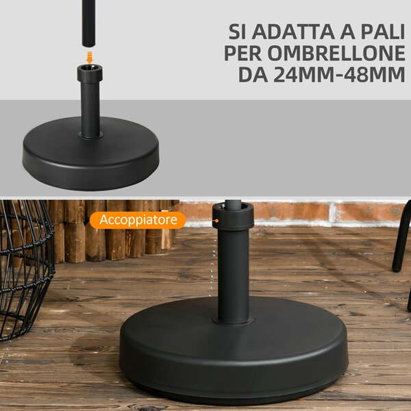 Outsunny Base per Ombrellone da Giardino in Plastica PP Nero, Fino a 18kg, Ø45x33 cm, Robusta e Elegante|Aosom